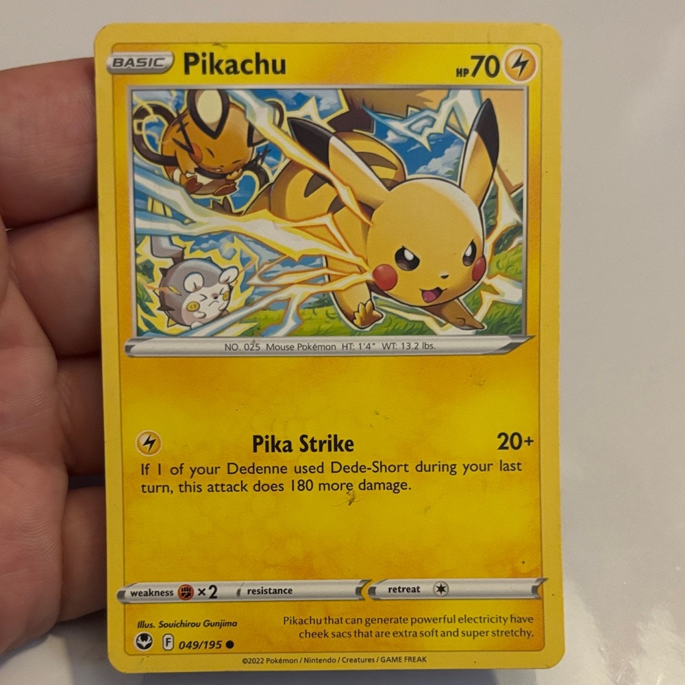 Pokemon Pikachu Card - Yellow and Red